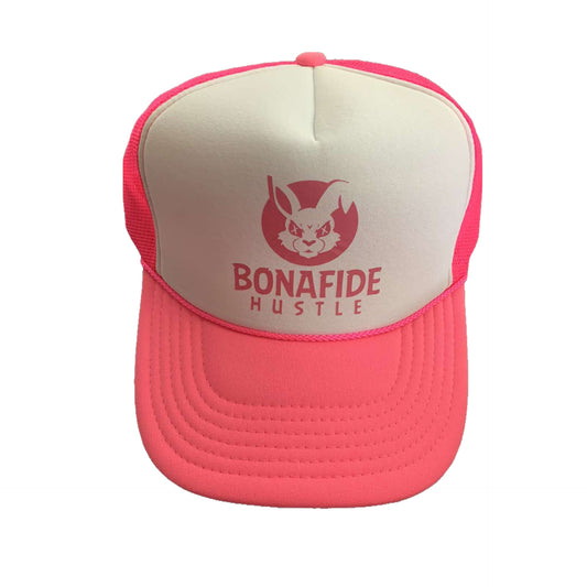 Pink and White womens Trucker Hat